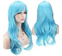 YEESHEDO 28" 70 cm Bleu clair Cosplay Bouclé Perruque Femme, Longue Ondulée Synthétique Cheveux Cosplay Wig Anime Parti Halloween Perruques