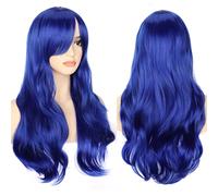 YEESHEDO 28" 70 cm Bleu Cosplay Bouclé Perruque Femme, Longue Ondulée Synthétique Cheveux Cosplay Wig Anime Parti Halloween Perruques