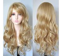 YEESHEDO 28" 70 cm Blond Cosplay Bouclé Perruque Femme, Longue Ondulée Synthétique Cheveux Cosplay Wig Anime Parti Halloween Perruques