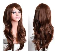 YEESHEDO 28" 70 cm Brun foncé Cosplay Bouclé Perruque Femme, Longue Ondulée Synthétique Cheveux Cosplay Wig Anime Parti Halloween Perruques