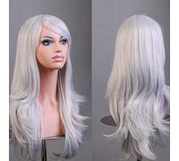 YEESHEDO 28" 70 cm Gris argenté Cosplay Bouclé Perruque Femme, Longue Ondulée Synthétique Cheveux Cosplay Wig Anime Parti Halloween Perruques