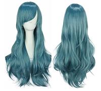 YEESHEDO 28" 70 cm Gris Bleu Cosplay Bouclé Perruque Femme, Longue Ondulée Synthétique Cheveux Cosplay Wig Anime Parti Halloween Perruques