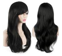 YEESHEDO 28" 70 cm Noir Cosplay Bouclé Perruque Femme, Longue Ondulée Synthétique Cheveux Cosplay Wig Anime Parti Halloween Perruques