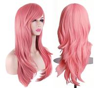 YEESHEDO 28" 70 cm Rouge Rose Cosplay Bouclé Perruque Femme, Longue Ondulée Synthétique Cheveux Cosplay Wig Anime Parti Halloween Perruques