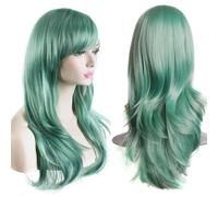 YEESHEDO 28" 70 cm Vert menthe Cosplay Bouclé Perruque Femme, Longue Ondulée Synthétique Cheveux Cosplay Wig Anime Parti Halloween Perruques