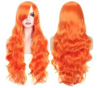YEESHEDO 32" 80 cm Orange citron Cosplay Bouclé Perruque Femme, Longue Ondulée Synthétique Cheveux Cosplay Wig Anime Parti Halloween Perruques