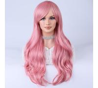 YEESHEDO 32" 80 cm Rouge Rose Cosplay Bouclé Perruque Femme, Longue Ondulée Synthétique Cheveux Cosplay Wig Anime Parti Halloween Perruques