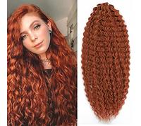 YEESHEDO Lot de 3 paquets d’extensions de cheveux synthétiques ondulés Kanekalon au crochet - 55,9 cm - Rouge gingembre - Pour femmes, filles et enfants - Auburn