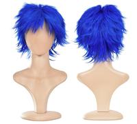 YEESHEDO Perruque courte unisexe à carré pour cosplay, avec couche naturelle, cheveux lisses et moelleux, pour fêtes déguisées, bleu