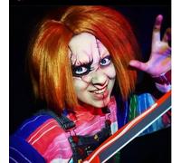 YEESHEDO Perruque de poupée tueuse méchante Orange - Perruque Halloween - Compatible avec Chucky, costume de cosplay anime Halloween