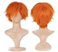 YEESHEDO Unisexe Perruque courte bob anime cosplay perruques, Cheveux lisses naturels moelleux pour costume de fête déguisement pour Femmes Hommes Garçons Filles (Orange)