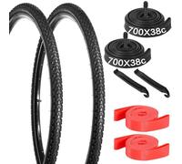 yeesport Lot de 2 pneus de vélo pliables 700 x 38c 700 x 38c et chambres à air de vélo 40-622 700 x 38c valve A/V 48 mm, pneus de vélo de route 700 C avec bandes de jante pour béton asphalte urbain