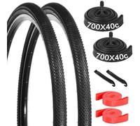 yeesport Lot de 2 pneus de vélo pliables 700 x 40c/45c 42-622 700 x 40c/700 x 45c et chambres à air 700 x 38/40/42/45c Valve A/V 48 mm, pneus de vélo gravier 700 C