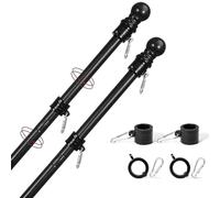 Yeesun Lot de 2 mâts de drapeau de 1,8 m pour drapeau américain de 0,9 x 1,5 m, support de mât pour l'extérieur de la maison, camion et bateau (sans support) (noir)