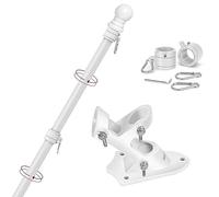 Yeesun Mât de drapeau américain de 1,8 m et support de drapeau pour support de drapeaux de 9,6 x 15,2 cm pour maison, porche et extérieur, sans enchevêtrement, kit de montage mural (sans drapeau