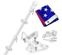 Yeesun Mât de drapeau pour maison avec drapeau américain de 0,9 x 1,5 m, mât mural de 1,8 m avec support pour porche, décoration extérieure. Kit de mât de drapeau résidentiel ou commercial sans