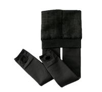 Yeeteepot Collants Hiver pour Filles Chaud Leggings Enfant Doublure Épais Pantalon Thermiques Opaques Bas Performance Danse Collant B-Noir Ajouter du Velours, L