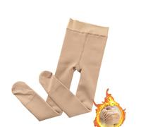 Yeeteepot Collants Hiver pour Filles Chaud Leggings Enfant Doublure Épais Pantalon Thermiques Opaques Bas Performance Danse Collant Marron Ajouter du Velours, XL