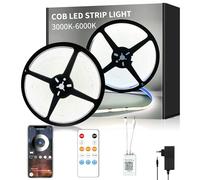 Yeewhale Bande LED COB - 15 m - Contrôle par application - Avec télécommande - DC24 V - 6000 K - Blanc - Bande LED COB flexible à intensité variable - Pour chambre à coucher, pièce - Décoration DIY