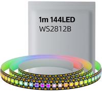 Yeexppz RGB Led Strip WS2812B 5V Dimmable Coloured Led Strip 5 Metres 60 LEDs/m Individually Addressable Intelligent for Bedroom Kitchen Living Room (1m 144leds Ip30, Noir)