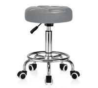 YEEZEE Tabouret de Bureau à Large Cousin,Tabouret à roulettes avec Repose-Pieds,Tabouret roulettes Professionnel Réglable en Hauteur,Tabouret a roulettes avec Structure Métallique Robuste (Gris1)