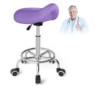 YEEZEE Tabouret de selle de cheval anti-mal de dos, tabouret ergonomique avec roues, tabouret esthétique réglable en hauteur de 46 à 59 cm, tabouret avec roues rembourrées (violet)
