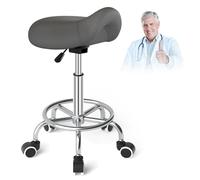 YEEZEE Tabouret de selle de cheval anti-mal de dos, tabouret ergonomique avec roues, tabouret esthétique réglable en hauteur de 46 à 59 cm, tabouret avec roues rembourrées (gris)