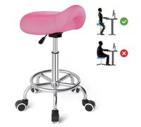 YEEZEE Tabouret Selle de Cheval pour Anti-Mal de Dos, Tabourets Ergonomique à roulettes, Tabourets Esthetique Réglable en Hauteur de 46 à 59cm, Chaise Selle de Cheval (rose1)