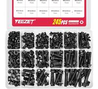 YEEZET 245 Pièces Kit de Boulons et Écrous à Bride Haute Résistance M6 M8 M10 Acier Allié Classe 10.9 Vis et Écrous Hexagonaux à Bride Métrique Lot d'Assortiment pour Fixations Intensives