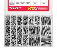 Yeezet Assortiment de 620 boulons et écrous robustes M4, M5 et M6 en acier inoxydable 304, comprend 13 tailles les plus courantes