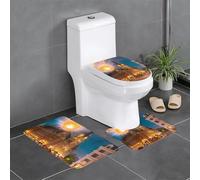yefan Fiery Red Street Lot de 3 tapis de bain doux, absorbants, antidérapants, adaptés pour salle de bain, toilettes, etc.