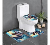 yefan Lot de 3 tapis de salle de bain Motif dragon rugissant doux, absorbant, antidérapant, adapté pour salle de bain, toilettes, etc.