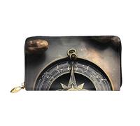 yefan Magical Design Portefeuille avec motif boussole runes nordiques avec fermeture éclair et grande capacité 19 x 10,5 cm, Noir , Taille unique