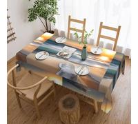 yefan Nappe rectangulaire Sunset Over The Waves 183 x 137 cm en polyester lavable pour tables à manger, fêtes, buffets.