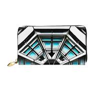 yefan Octagon Building Wallet, Zipper Wallet, Multi-Card Organizer Wallet, & Grande capacité, 7,48 x 4,13 pouces (environ 19 x 10,5 cm), Noir , Taille unique