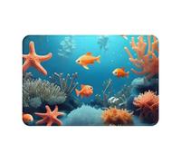 yefan Paillasson de bienvenue absorbant et antidérapant Coral Fish - 60 x 40 cm - Pour entrée, chambre à coucher