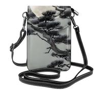 yefan Pine Tree Under The Moon Sac à bandoulière pour femme, portefeuille pour téléphone à fermeture éclair, sac à main à bandoulière, bandoulière réglable.