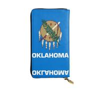 yefan Portefeuille drapeau de l'État de l'Oklahoma, avec fermeture éclair, grande capacité, peut contenir 12 cartes.