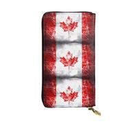 yefan Portefeuille rétro drapeau du Canada, avec fermeture éclair, grande capacité, peut contenir 12 cartes.