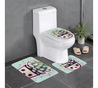 yefan Smiling Succulents Lot de 3 tapis de salle de bain doux, absorbants, antidérapants pour salle de bain, toilettes, etc.