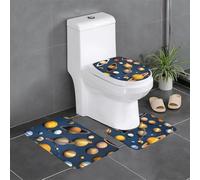 yefan Solar System Planets Lot de 3 tapis de bain doux, absorbants, antidérapants, adaptés pour salle de bain, toilettes, etc.