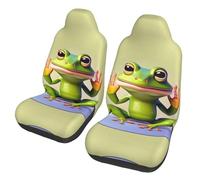 yefan The Funny Frog Doing Yoga Housses de siège avant de voiture, convient à la plupart des voitures, camionnettes, camions et VUS. Lavables. Livré dans un ensemble de 2 pièces.