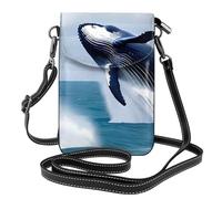 yefan Whales At Sea Sac à bandoulière pour femme, portefeuille pour téléphone à fermeture éclair, sac à main à bandoulière, bandoulière réglable.