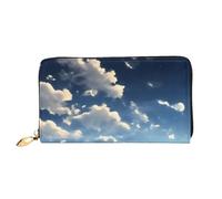 yefan White Clouds Over The Sea Wallet, portefeuille à fermeture éclair, portefeuille multi-cartes, et grande capacité, environ 19 x 10,5 cm, Noir , Taille unique