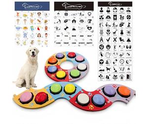 Yeffxior Set d'entraînement pour chiens 8 boutons parlants enregistrables (30s), 100 autocollants 4 tapis antidérapants, kit d'enseigner chien à communiquer