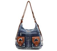 YeFine Sac à dos tendance en jean pour femme avec décorations en strass, Sac à dos, Medium, Décontracté