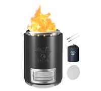 YEFU Brasero de table de 18 cm de diamètre, contrôle de l'intensité de la flamme, réchaud de camping pour extérieur et terrasse, alimenté par des granulés ou du bois, mini foyer à combustion sûre,