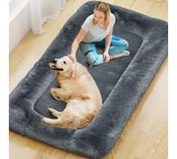YEFU Lit pour chien humain - Lit géant pour chien adulte - Housse lavable et fond antidérapant - 200 x 114,8 x 30 cm - Gris foncé
