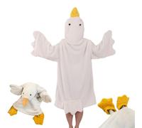 YeGang Grande oie Blanche - Couverture Portable - Sweat à Capuche pour Couples - Combinaison à Capuche en Polaire Corail épaisse - Sac de Couchage géant - Costume de Cosplay - Robe de Nuit Chaude