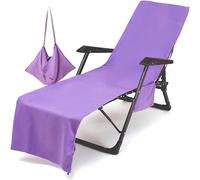 YeGang Housse de chaise de plage, couleur unie, sacs de chaise longue avec poches, serviettes de transat ajustées en microfibre pour l'été, l'extérieur, le jardin, la piscine, les vacances, les